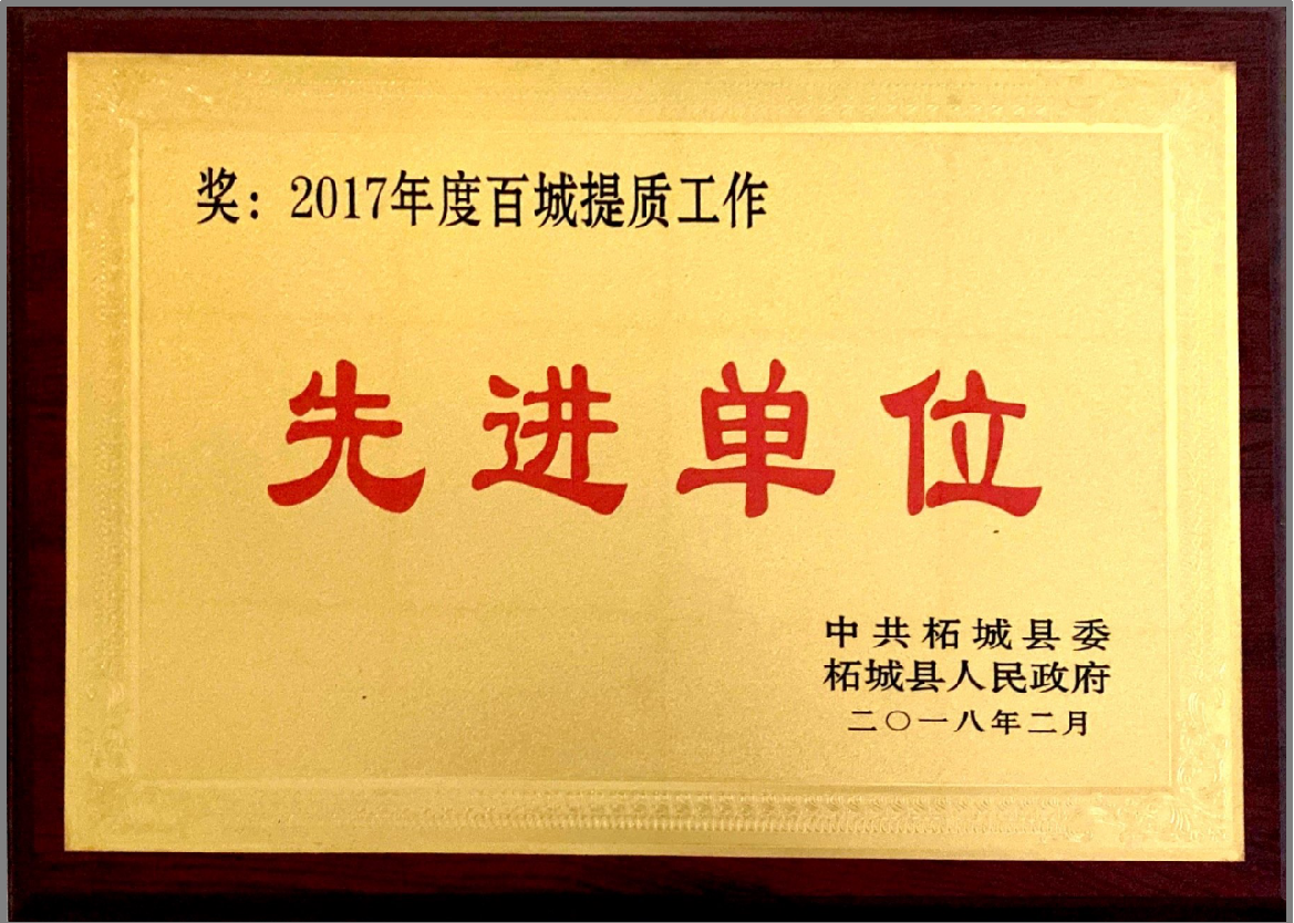 2017年度百城提質(zhì)工作先進(jìn)單位